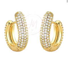 Argola cravejada banho ouro 18k