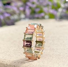 Anel multicolorido banhaod a ouro 18k na internet