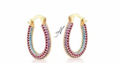 BRINCO ARGOLA MULTICOLORIDA BANHADA A OURO 18k