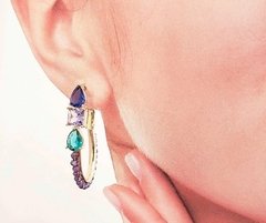 Brinco argola colorida banhada a ouro 18k - comprar online