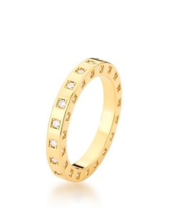 Anel com Zircônias Brancas Banhado a Ouro 18k