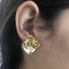 Brinco banhado a ouro 18k pedra verde na internet