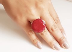 Anel pedra rubelita banhado a ouro 18k