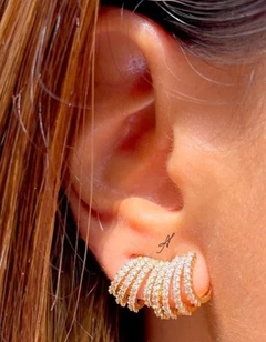 Brinco zirconias brancas banho ouro 18k - comprar online