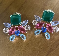 Brinco pedras coloridas banhado a ouro 18k - comprar online