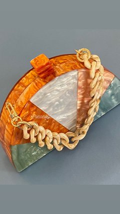 Bolsa Clutch acrílico meia lua - Ananogueirasemijoias