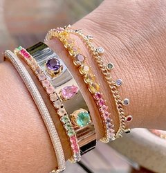 Bracelete cristais coloridos banhado a ouro 18k na internet