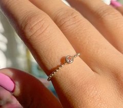 Anel quartzo rosa banho ouro 18k