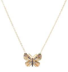 Colar borboleta colorida banhado a ouro 18k 50cm