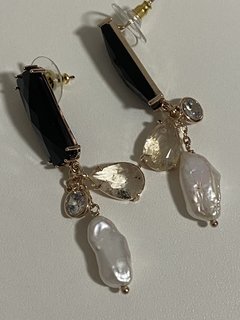 Brinco de cristal e penduricalhos com zircônia, pérola barroca e cristal pêssego morganita na internet