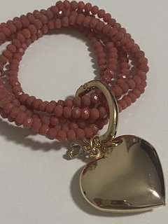 Pulseira cristal pingente coração - Ananogueirasemijoias