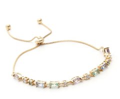 Pulseira Cristal Formas Regulável Banhada a ouro 18k