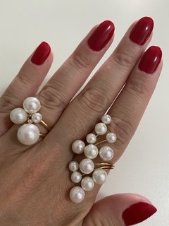 Anel pérolas banhado a ouro 18k - comprar online