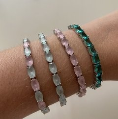 Pulseiras pedra ajustável ródio branco