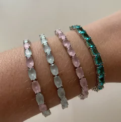 Pulseiras pedra ajustável ródio branco