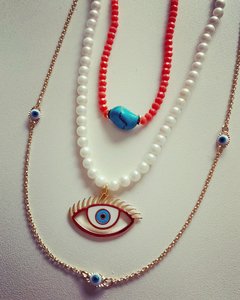 Choker coral pedra turquesa - comprar online