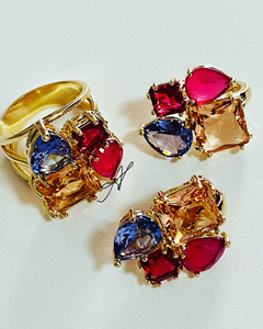 Conjunto cristais coloridos banho ouro 18k na internet