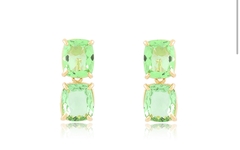 BRINCO DUPLO VERDE BANHO OURO 18k