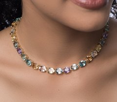 Colar pedras banhado a ouro 18k