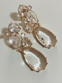 Brinco cristal banho ouro 18k