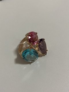 Anel três cores banhado a ouro 18k