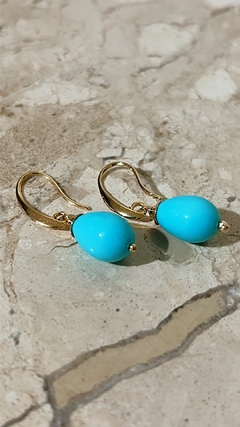 Brinco turquesa banho ouro 18k - comprar online