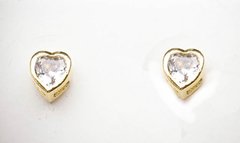 Brinco coração zircônia 5mm banhado a ouro 18k