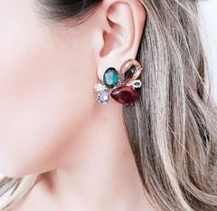 Brinco cristais coloridos banho ouro 18k - comprar online