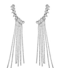 Brinco ear cuff strass prata