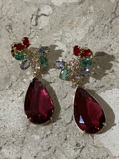 Brinco turmalina rosa banho ouro 18k