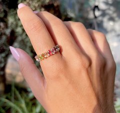 Anel cristais coloridos banhado a ouro 18k - comprar online