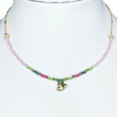 Choker cristal pássaro banhado a ouro 18k