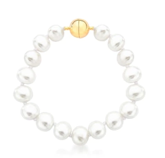 pulseira perola fecho liso banho ouro 18k