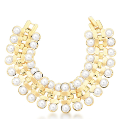 Pulseira dupla pérolas banho ouro 18k