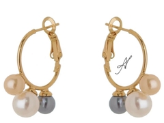 Brinco Argola trio de pérolas