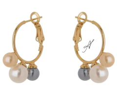 Brinco Argola trio de pérolas
