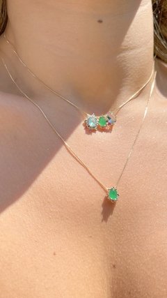 Colar esmeralda zirconias coloridas banhado a ouro 18k - comprar online