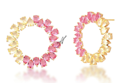 Brinco redondo duas cores banhado a ouro 18k