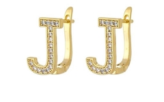 Imagem do Brinco argola letra cravejada banho ouro 18k