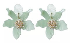 Brinco flor grande resina