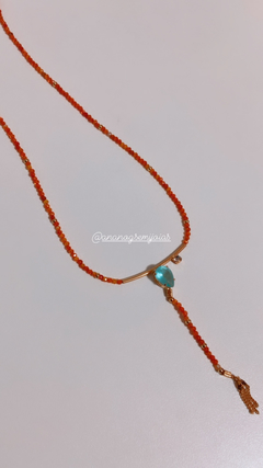 Colar cristais laranja banho ouro 18k