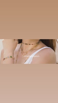 Choker Navetes coloridas Banho Ouro 18k - Ananogueirasemijoias