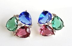 Brinco pedras coloridas banhado a ouro 18k - comprar online