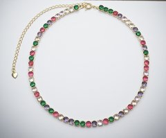 Choker colorida banhada a ouro 18k