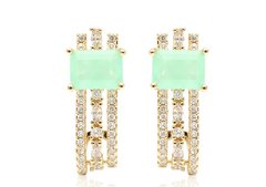 Brinco zircônia e esmeralda colombiana banhado a ouro 18k - comprar online