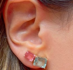 Brinco cristais coloridos banhado a ouro 18k - Ananogueirasemijoias
