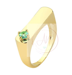 Anel c pedra turmalina banho ouro 18k