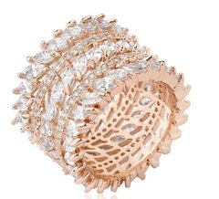 Anel cristal banhado a ouro rose