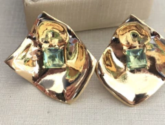 Brinco banhado a ouro 18k pedra verde - comprar online
