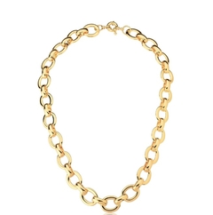 colar elos lisos banho ouro 18k
